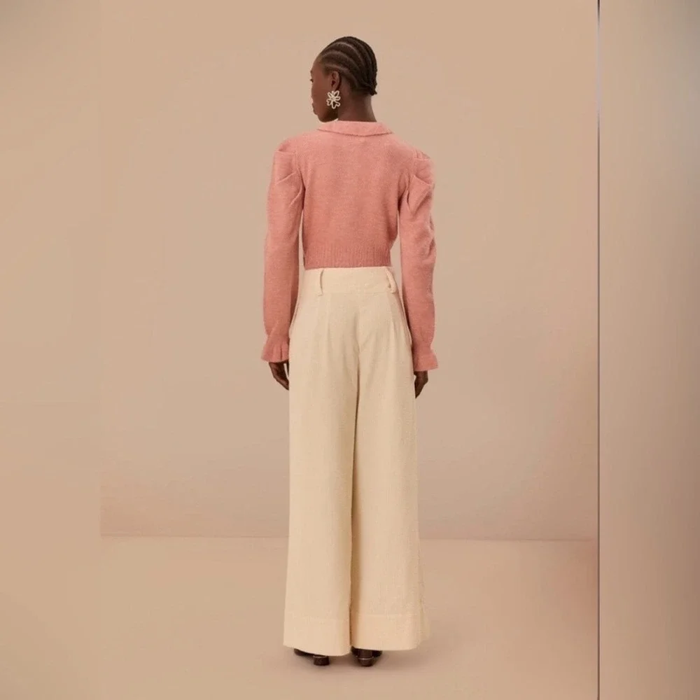 Farm Rio, off-white double waistband pants NWT small corduroy‎